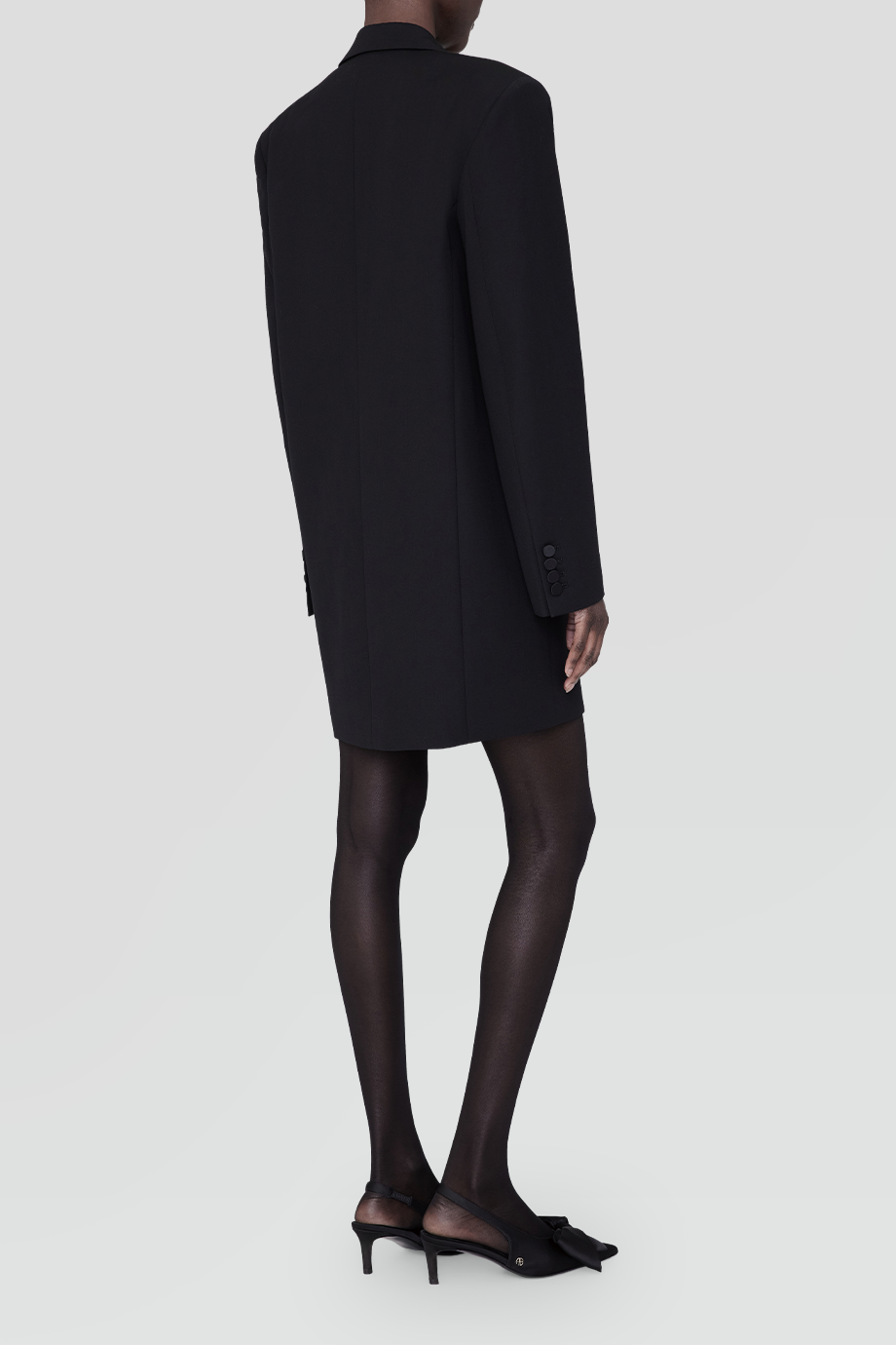 Anine Bing｜ROSS 緞面翻領西裝外套式洋裝