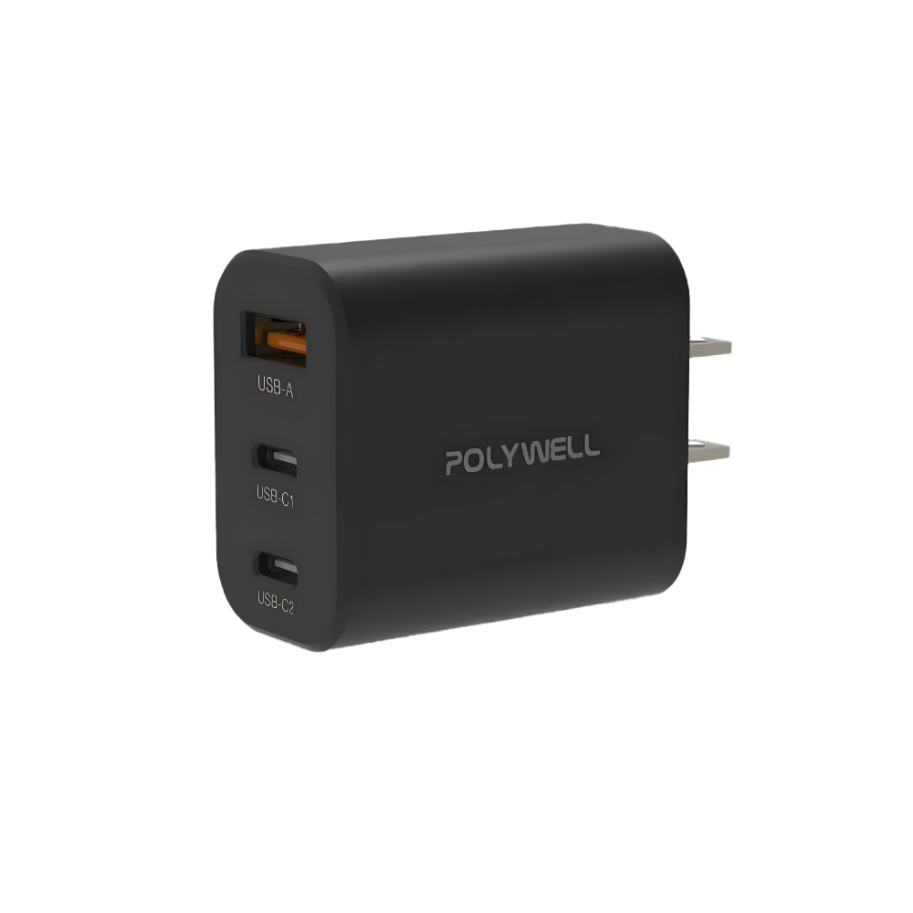 【POLYWELL】30W 三孔PD快充頭 (雙USB-C+USB-A)