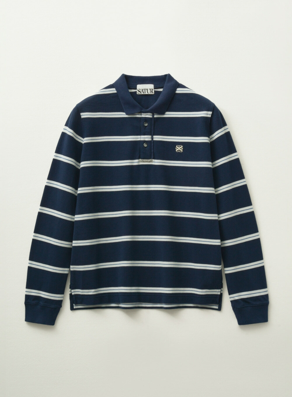 [韓国]SATUR★Stripe Pique Polo Long Sleeve★ポロシャツ (MAN) 韓国]SATUR☆W's Stripe Pique Polo Long Sleeve☆ポロシャツ