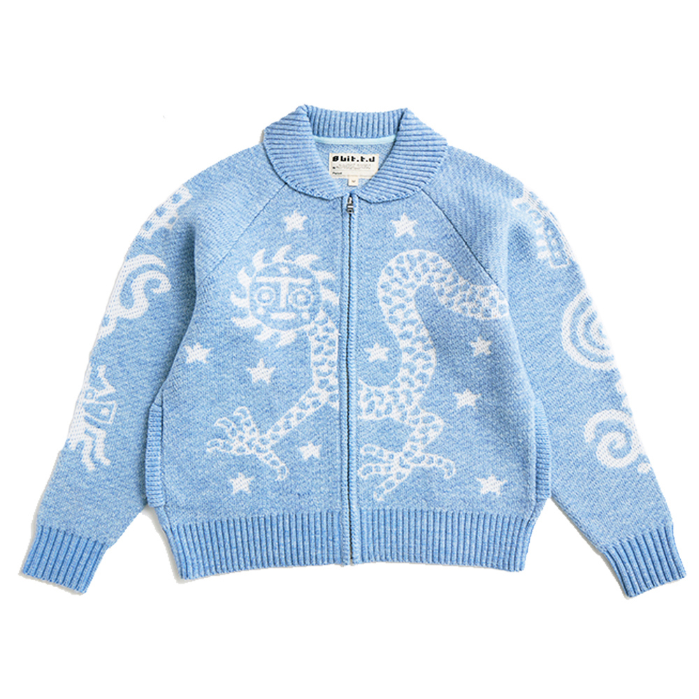 [M.F.D.T] Moon Face Dragon Zip Jacket Baby Blue