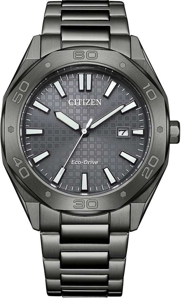 萬年鐘錶 - Citizen 星辰錶  光動能系列  八角錶殼經典全黑款不鏽鋼男錶 BM7637-81H  錶徑41MM