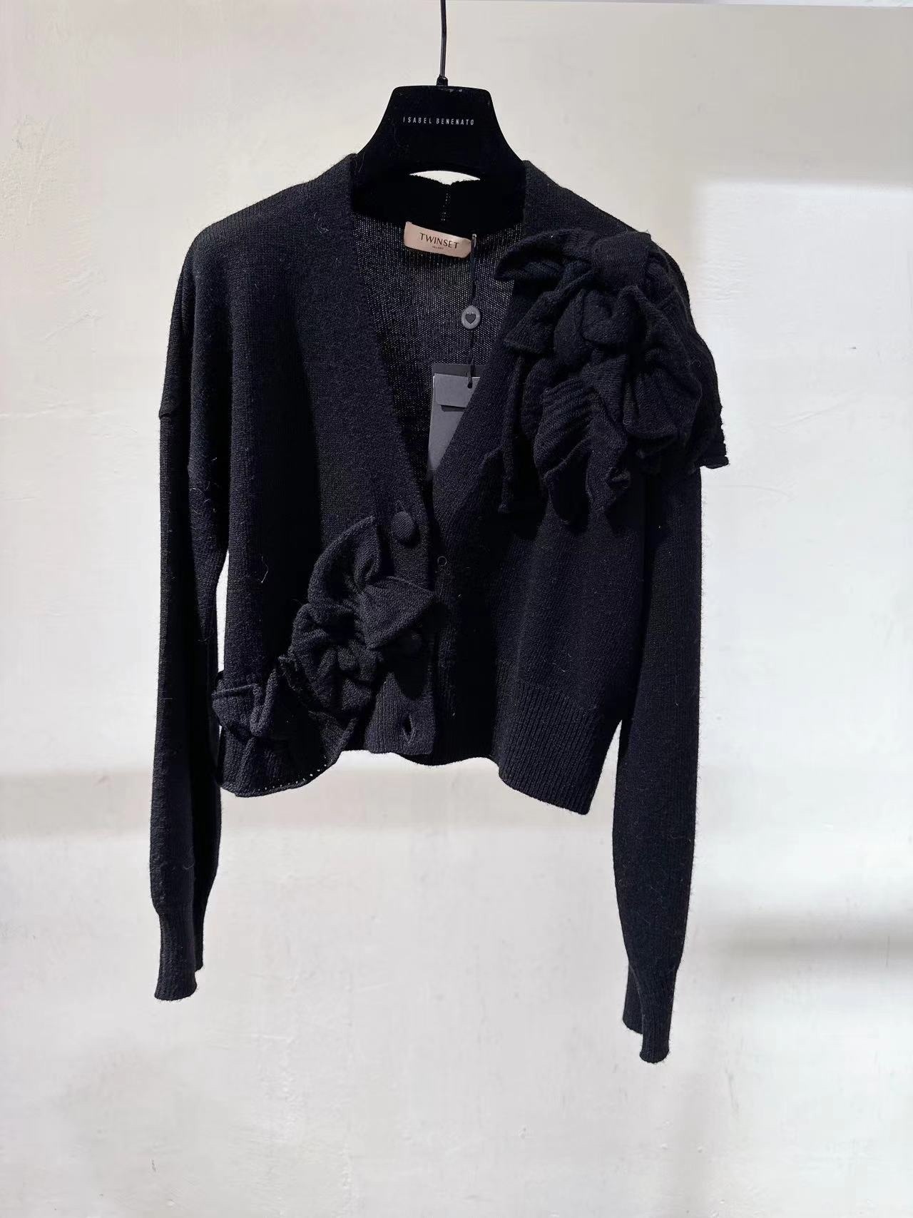 Twinset 蝴蝶結黑色針織開衫-T