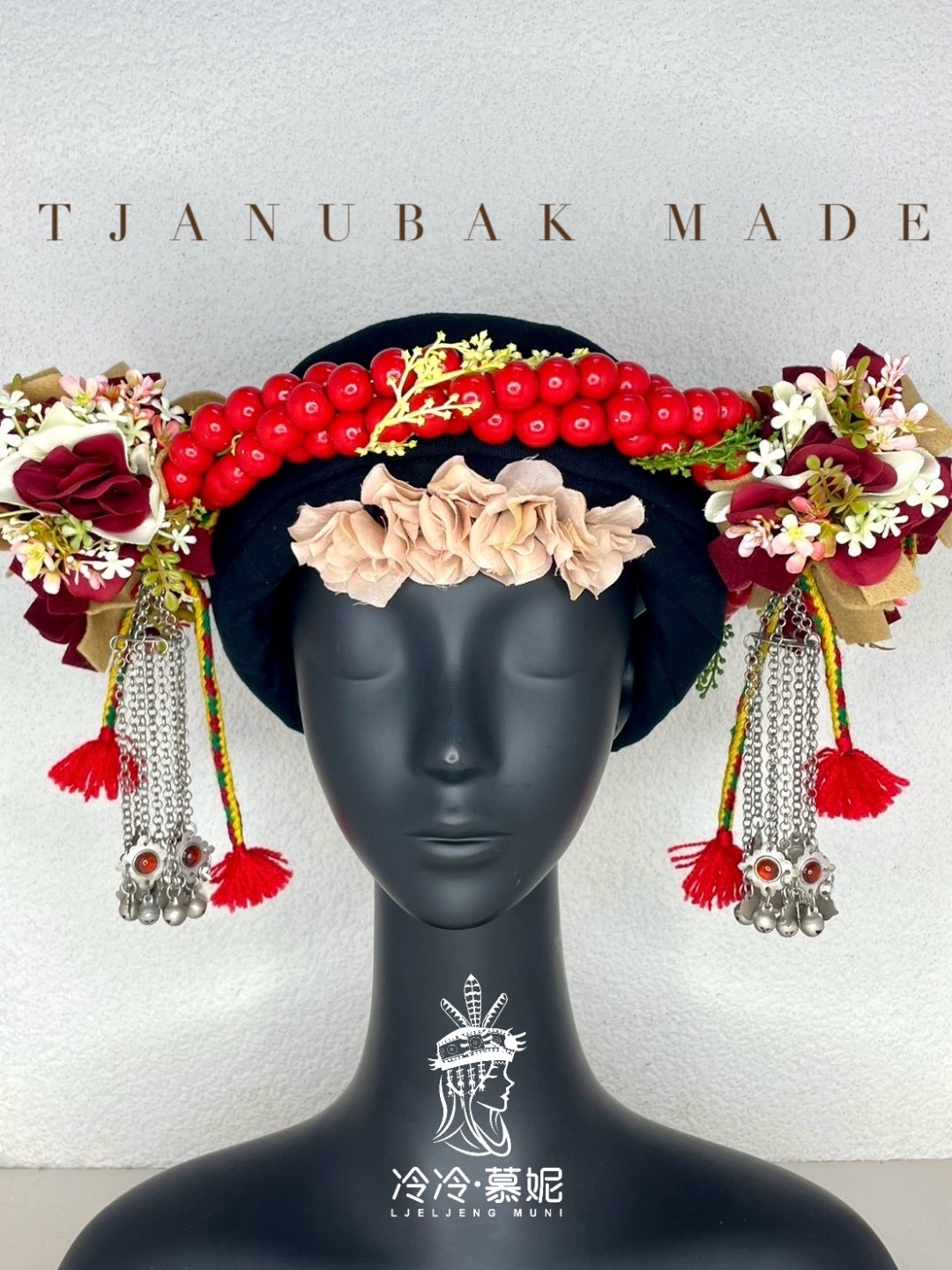 W-No.53木珠配花阿富汗老銀轉珠頭飾