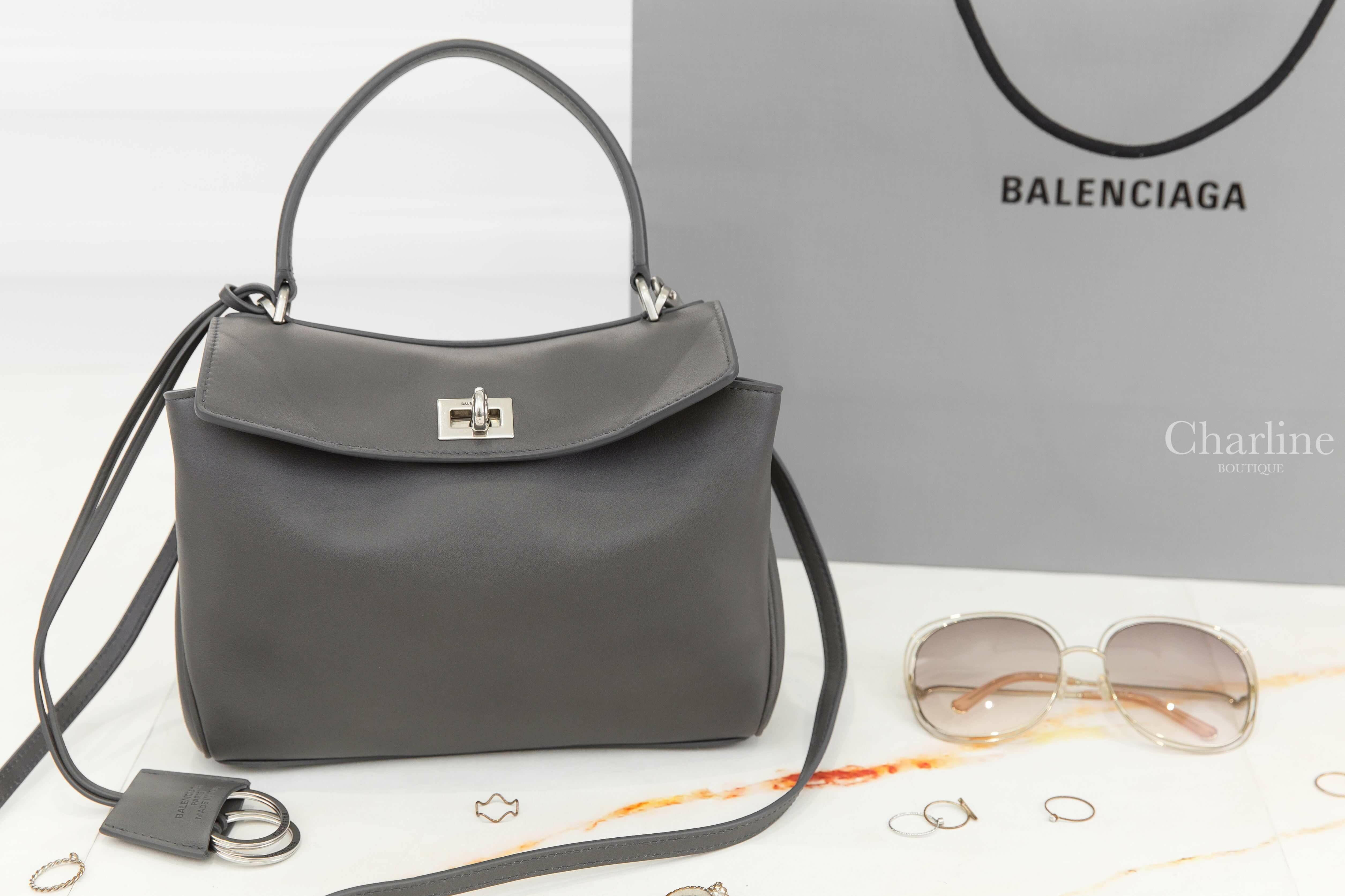 Balenciaga Women's Rodeo Mini Handbag In Grey 灰色銀釦迷你小牛皮手提肩背包-Charline Boutique 精品代購