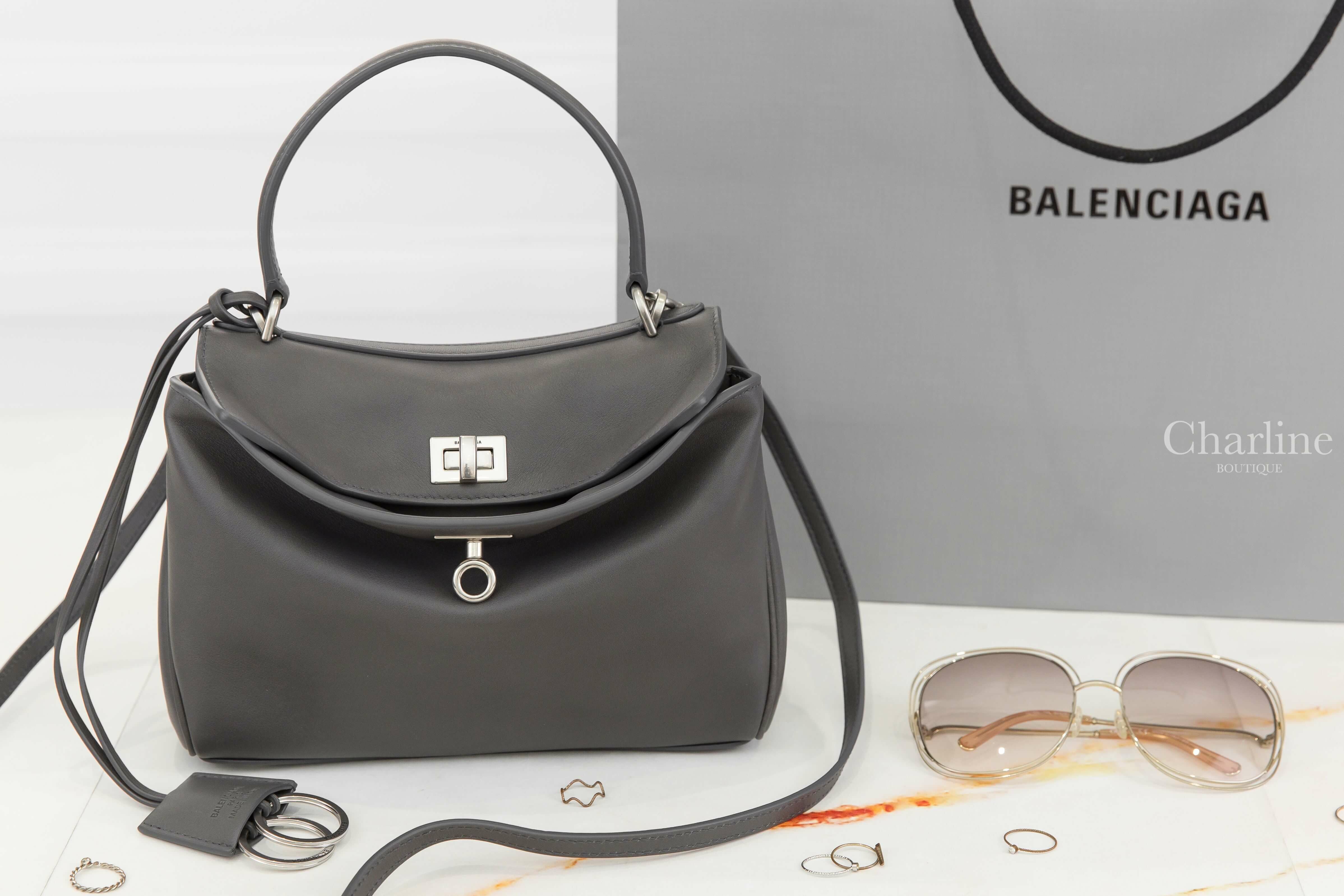 Balenciaga Women's Rodeo Mini Handbag In Grey 灰色銀釦迷你小牛皮手提肩背包