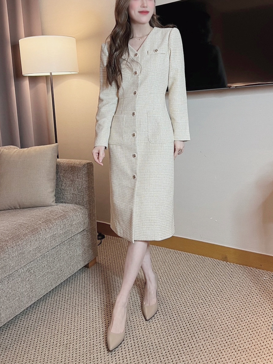 細緻混色金蔥排釦洋