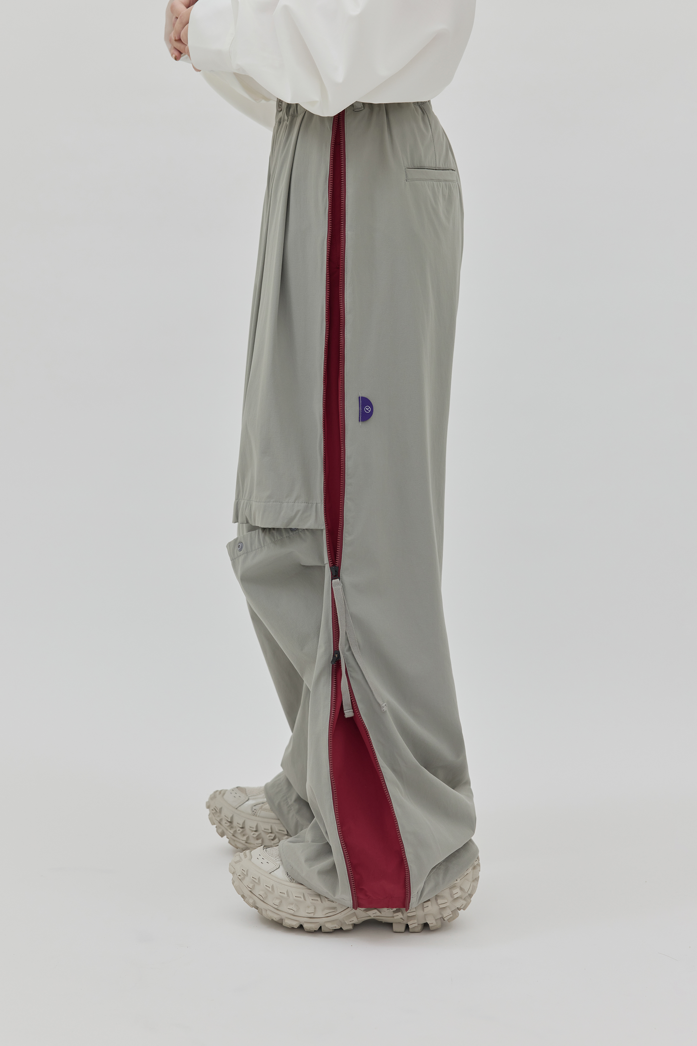 Colorblock Zipper Trousers｜Gray