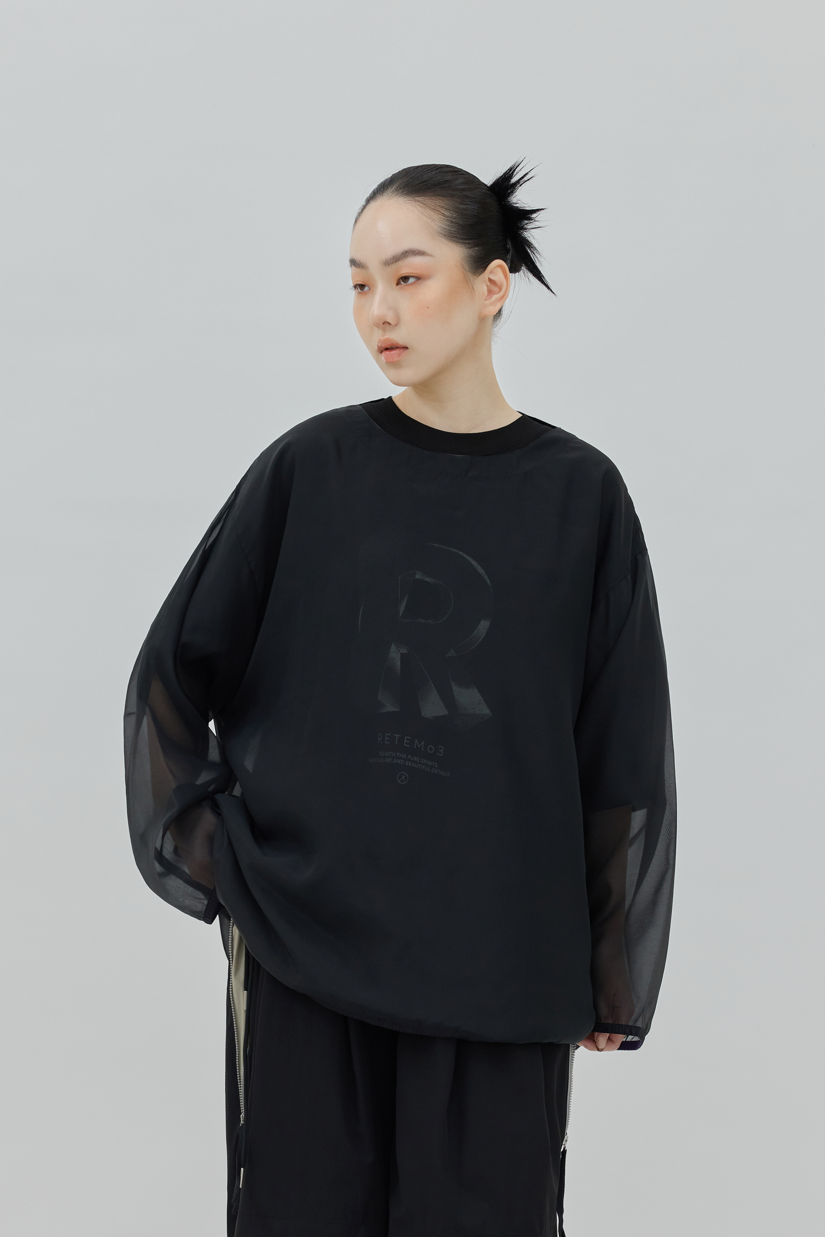 2-Piece Mesh Tee｜Black