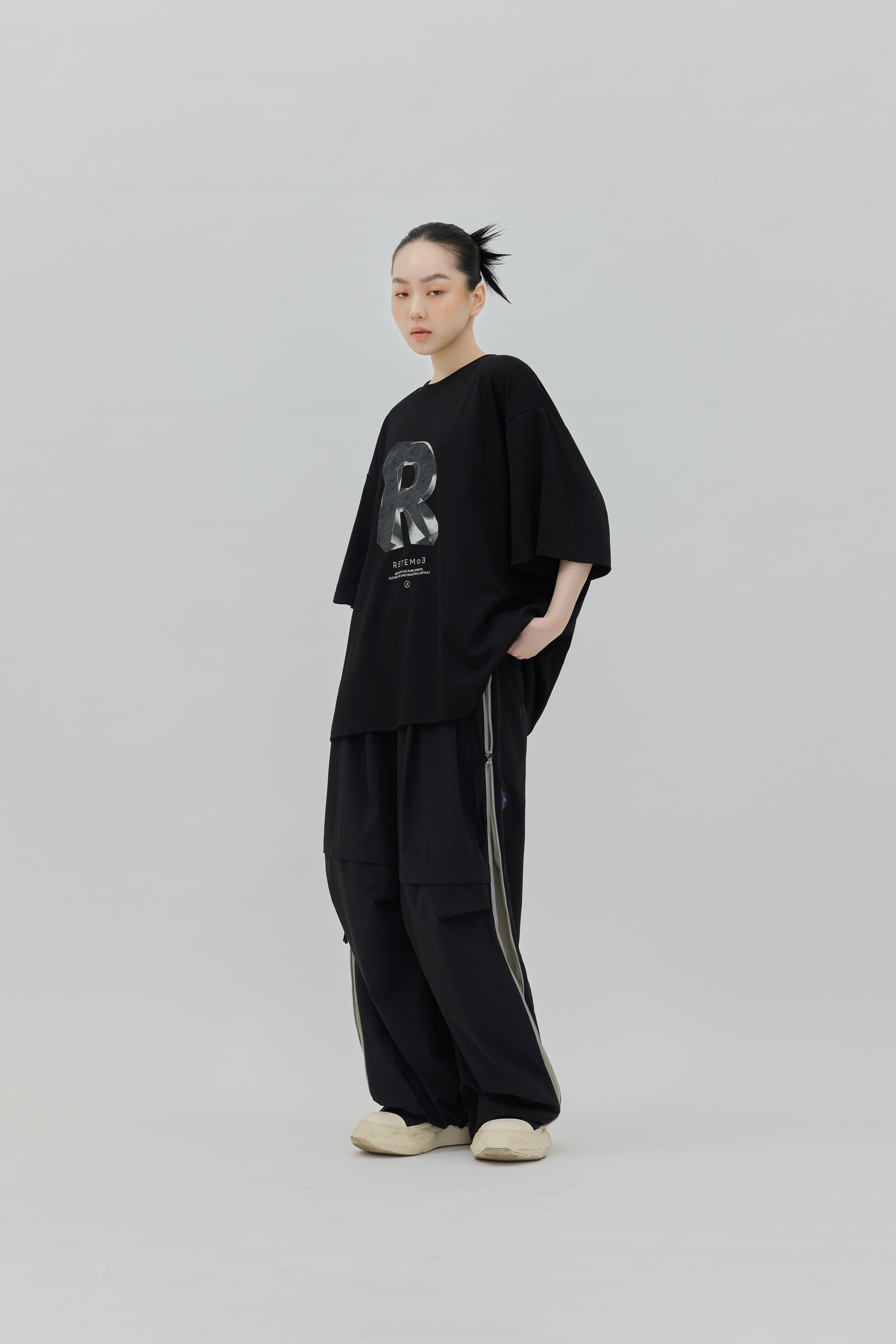 2-Piece Mesh Tee｜Black