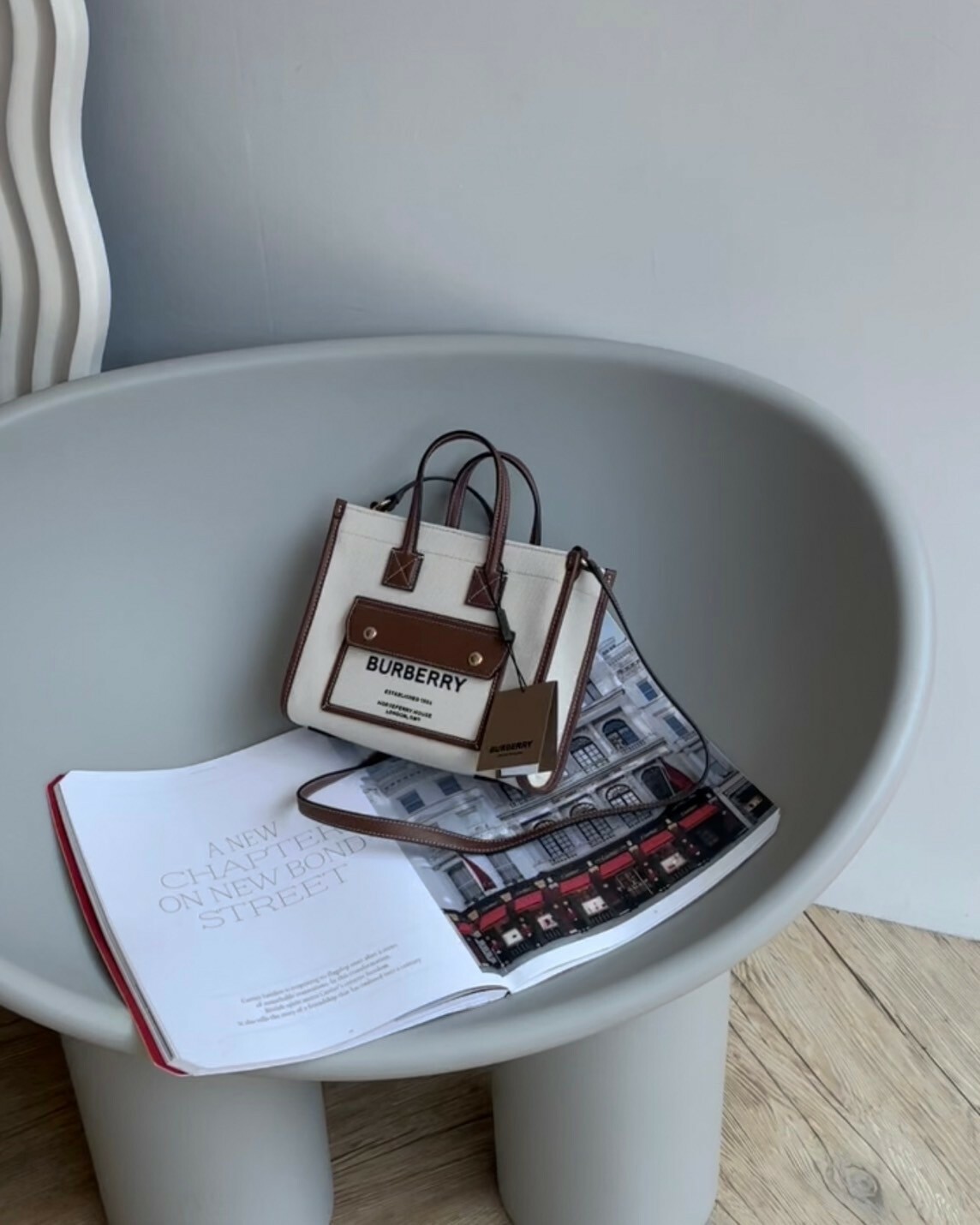 BURBERRY｜芙蕾雅迷你托特包 棕米色