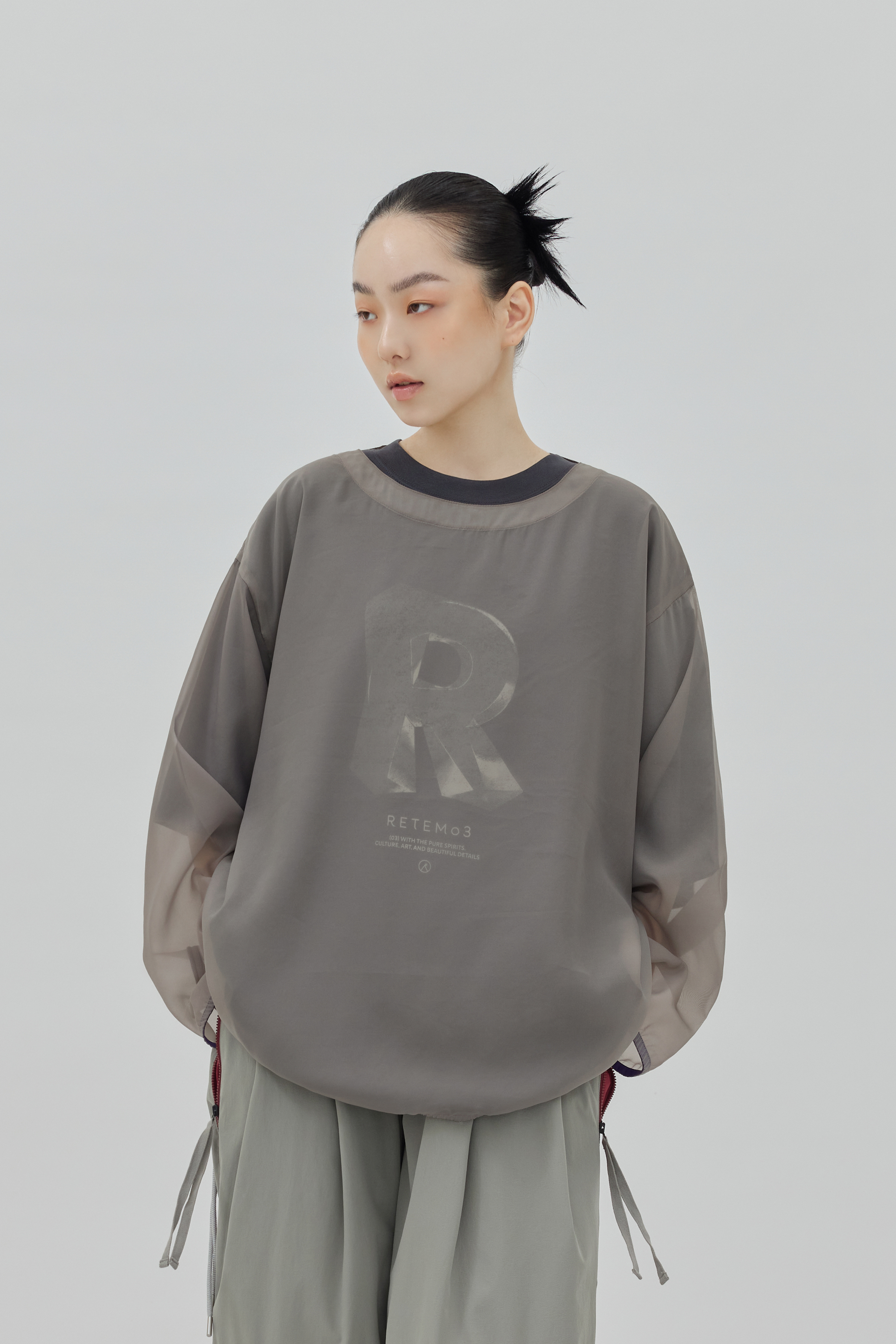 2-Piece Mesh Tee｜Gray