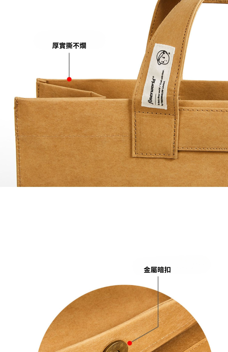 Finerworld 原創可水洗牛皮紙手提包