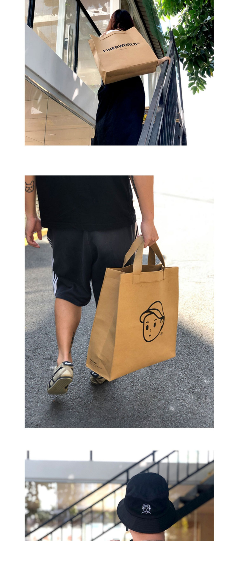 Finerworld 原創可水洗牛皮紙手提包