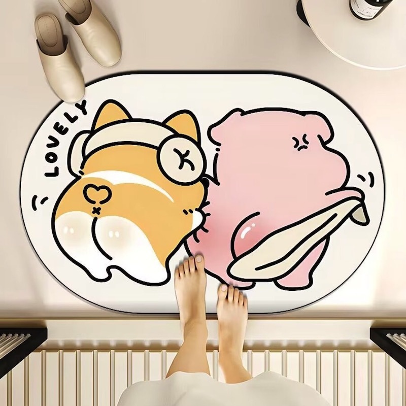 《12031》摸屁屁嚕拉拉洗澡硅藻浴室地墊(4款)