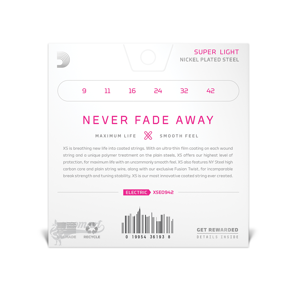 D’Addario XS Nickel XSE0942 覆膜電吉他套弦 (009-042)