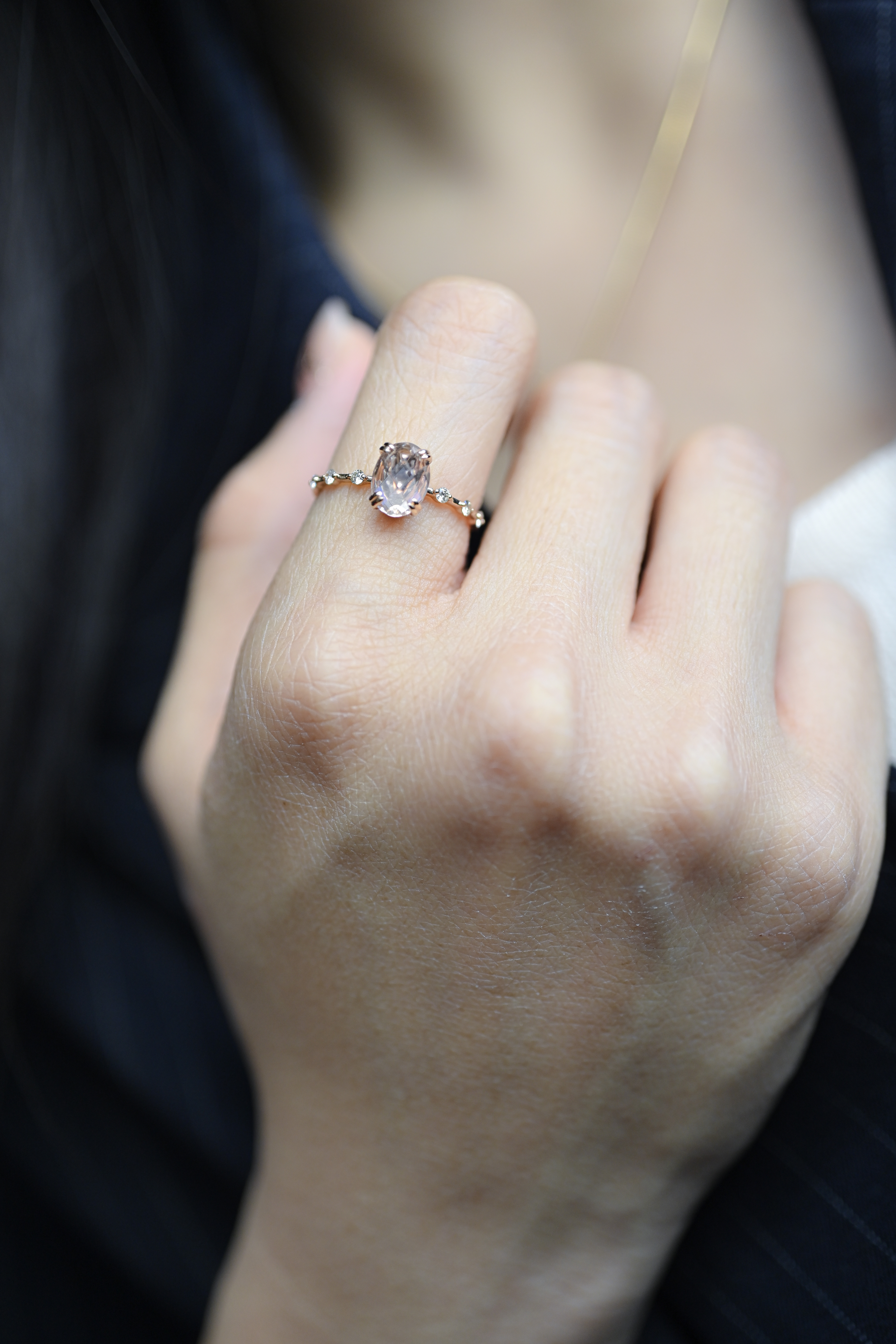 18K Pink Morganite Diamond Ring