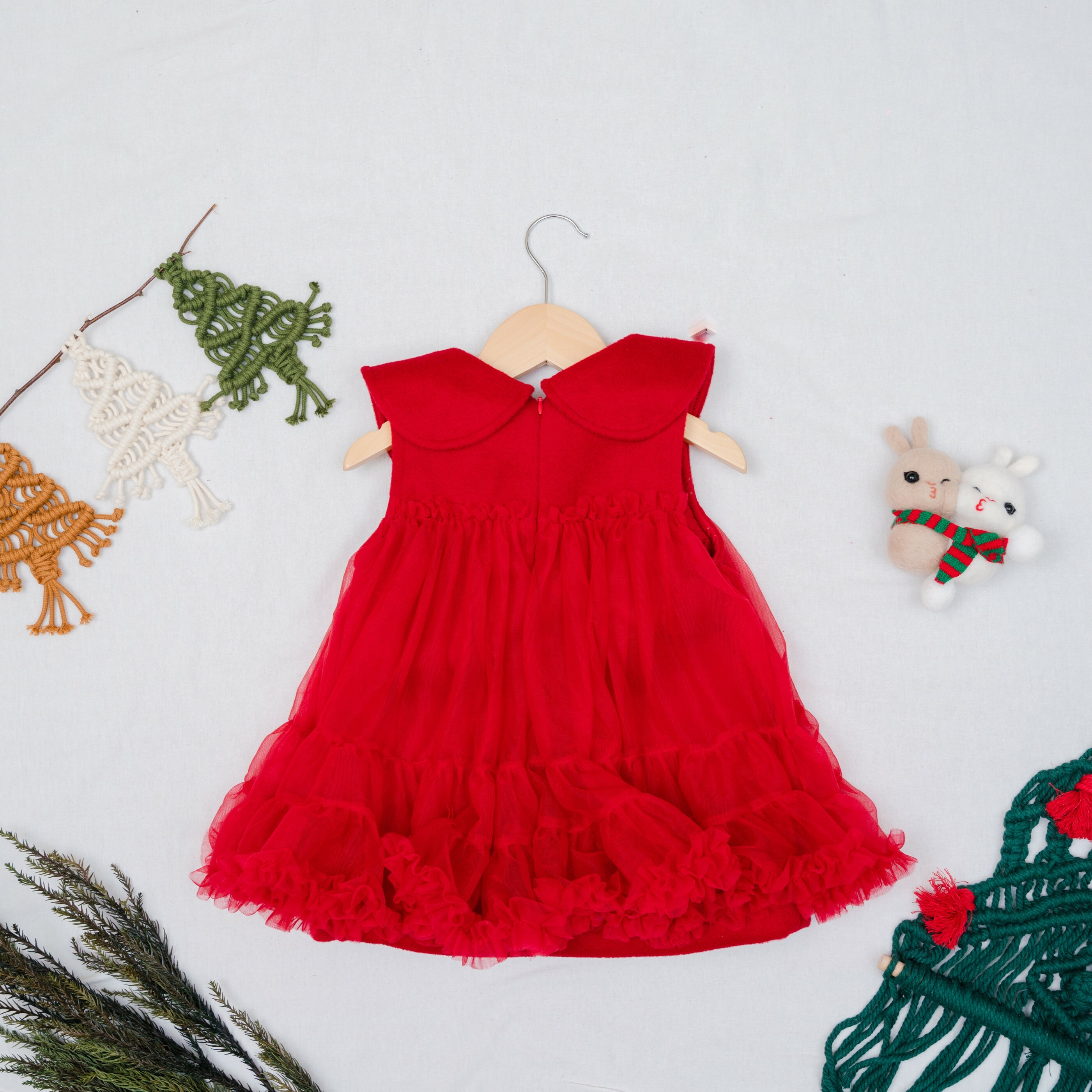 蝴蝶領柔紗洋裝-背面