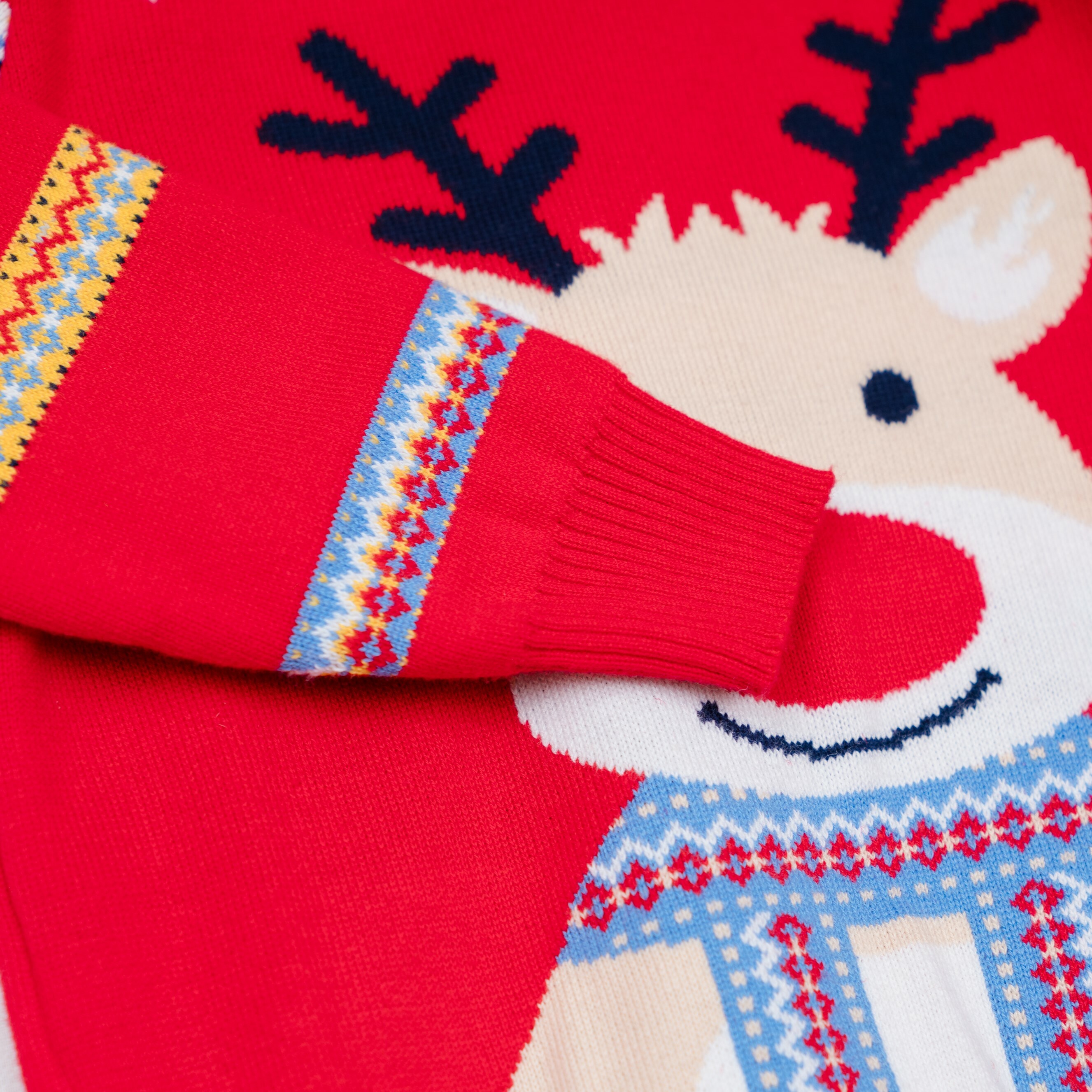 可愛小鹿聖誕針織衣-紅色袖子