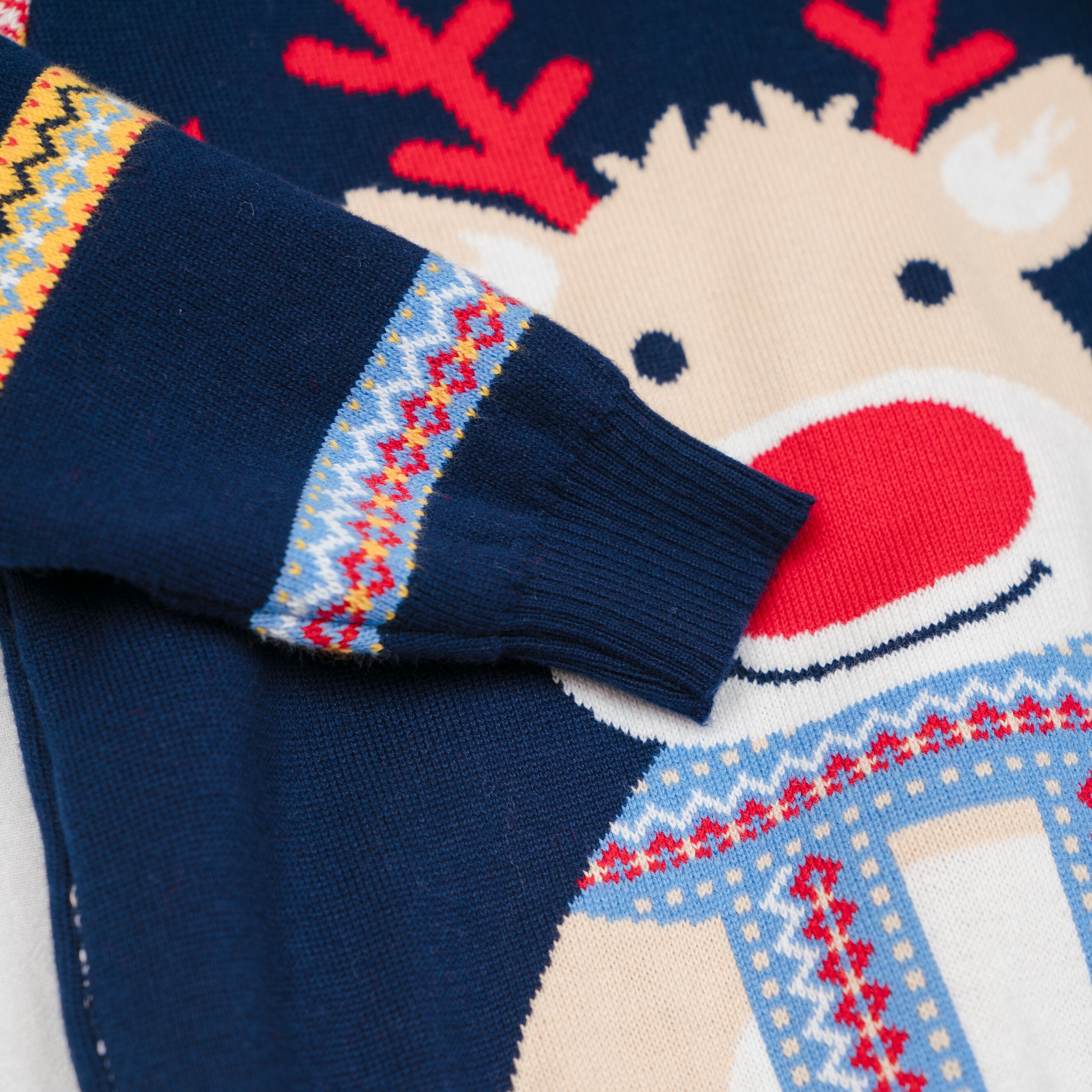 可愛小鹿聖誕針織衣-藍色袖子