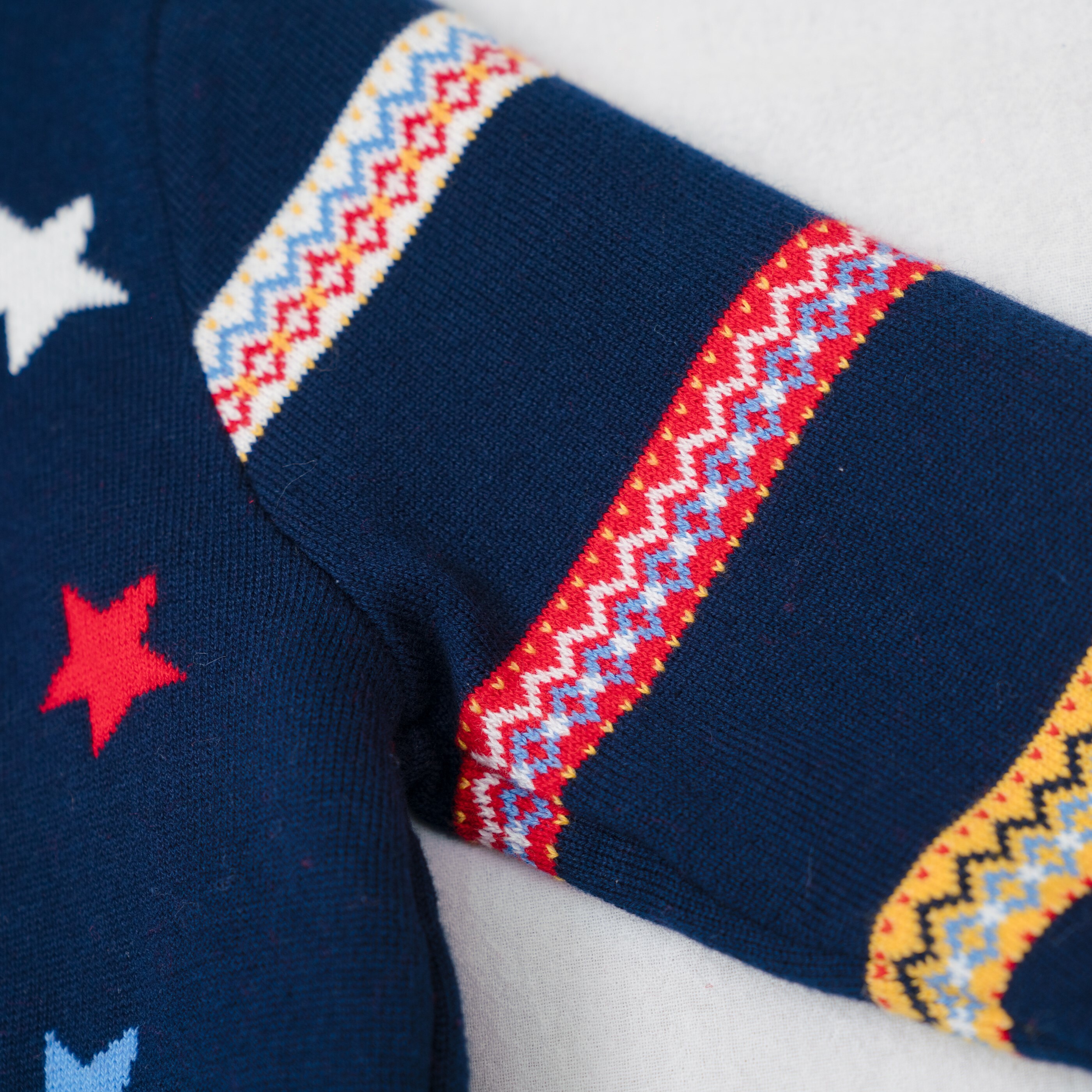 可愛小鹿聖誕針織衣-藍色針織細節