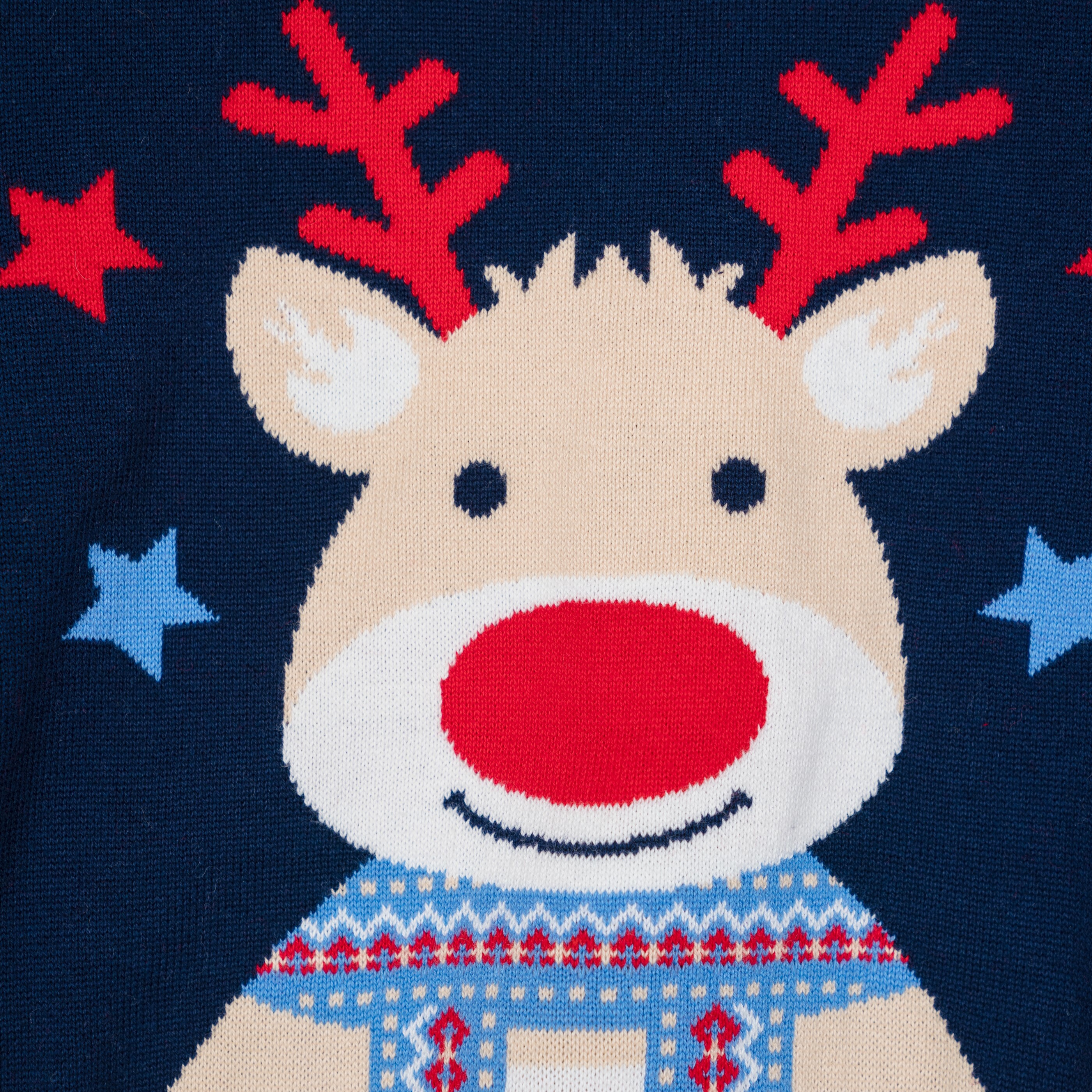 可愛小鹿聖誕針織衣-藍色麋鹿