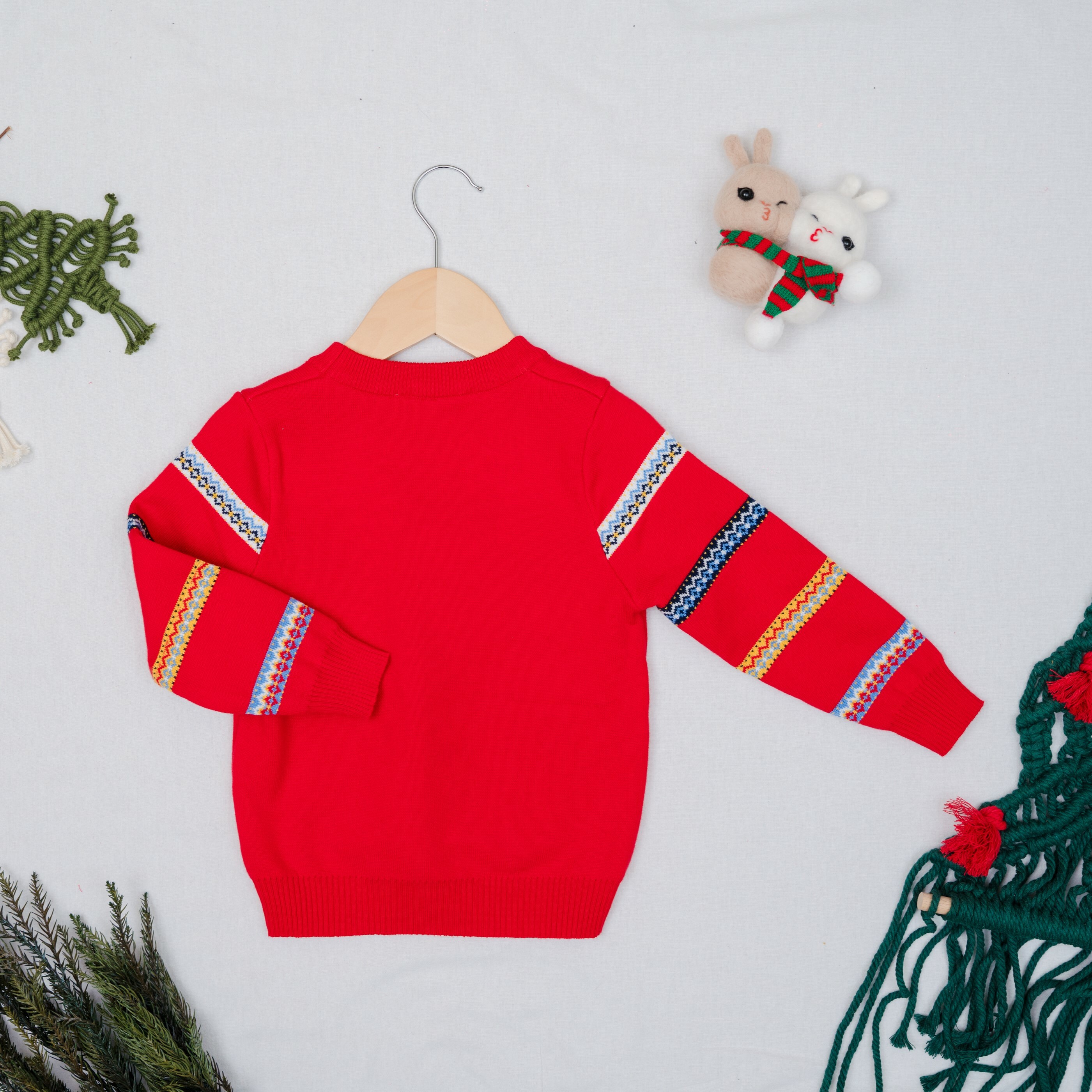 可愛小鹿聖誕針織衣-紅色背面