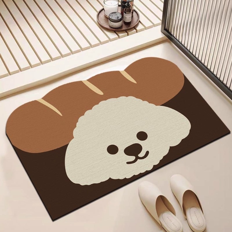 《12032》咖系麵包狗狗硅藻浴室地墊(4款)