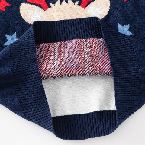 可愛小鹿聖誕針織衣-藍色內裏