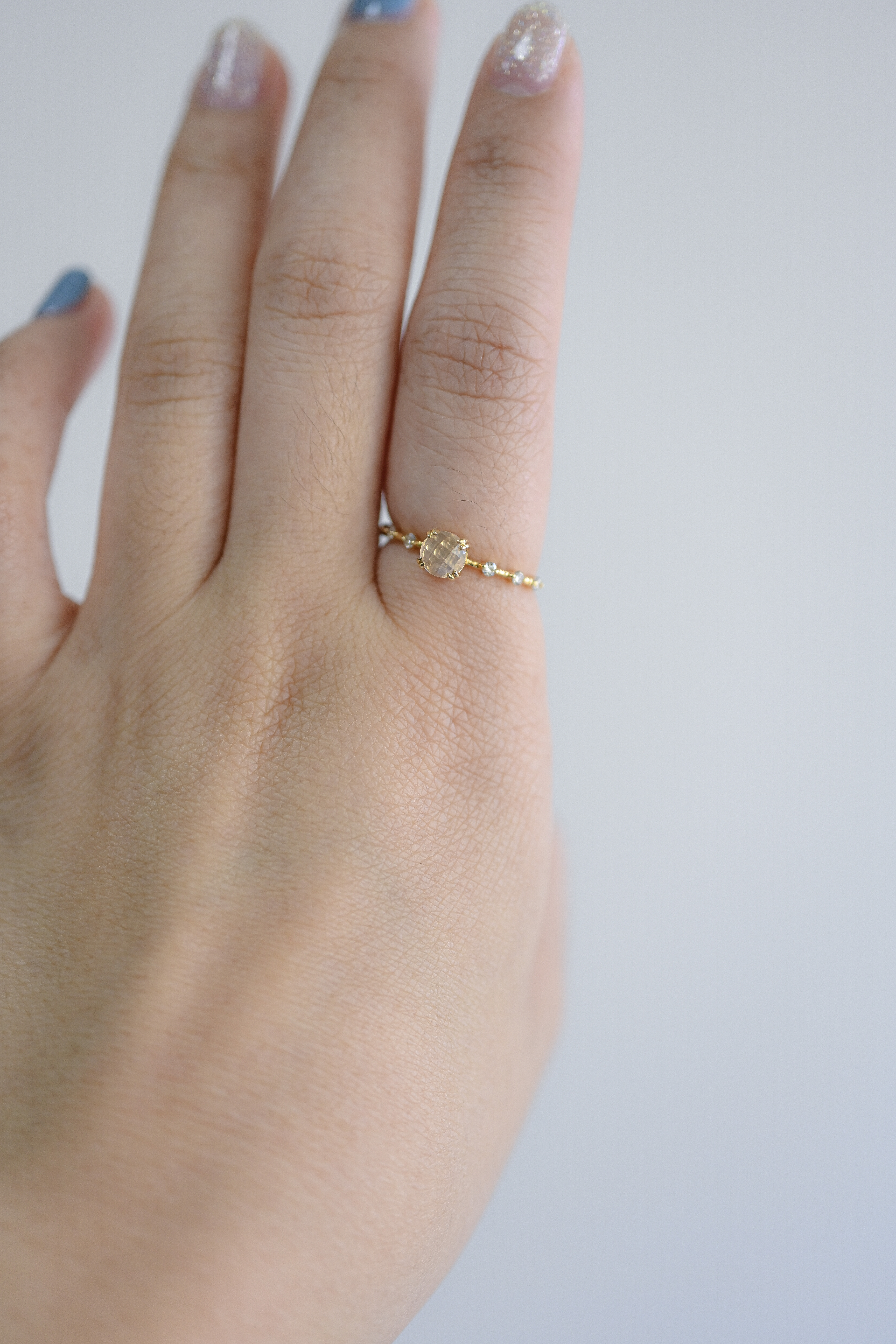 18K Rose Quartz Diamond Ring