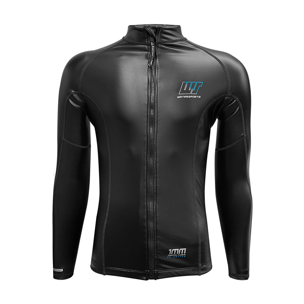 1mm 中性高領 PU 塗層游泳抓毛保暖夾克 - 黑