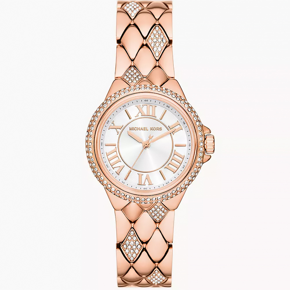 【Michael Kors】 MK Camille MK4810 羅馬菱格紋晶鑽女錶-33mm -