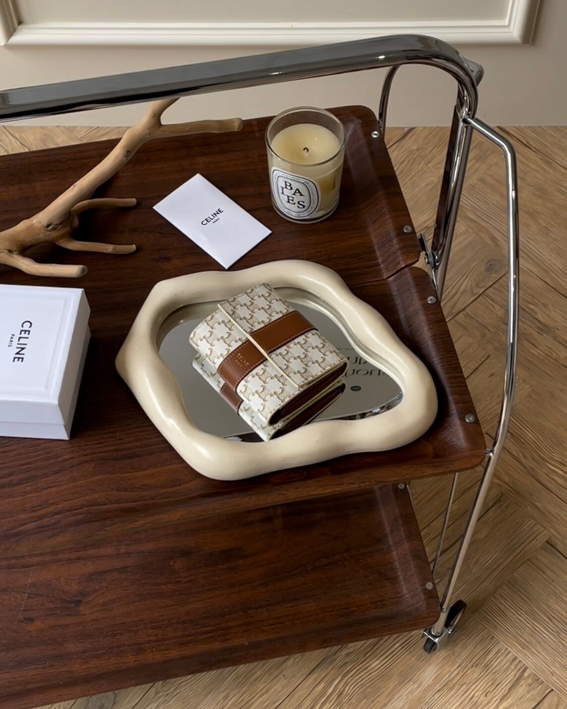 CELINE｜凱旋門三折短夾 白老花