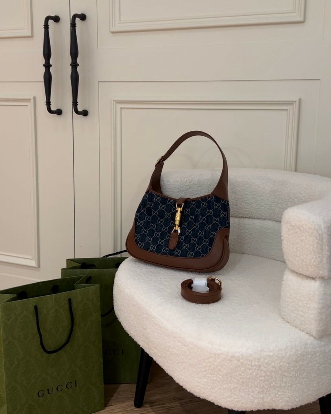 GUCCI｜JACKIE 小號肩背包 藍色牛仔