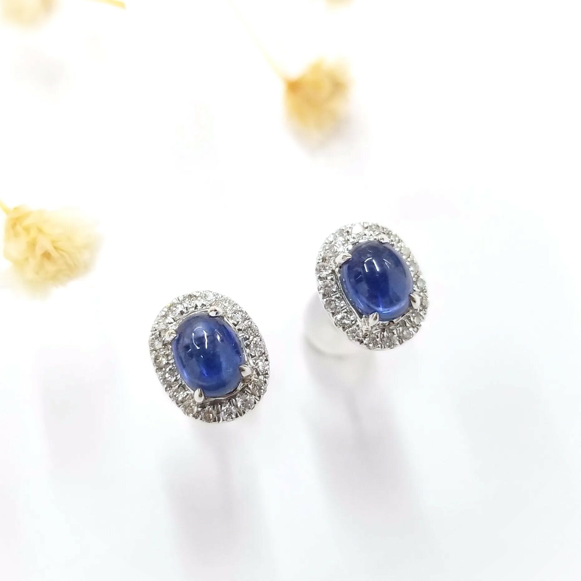 18K White Gold 1.12ct Sapphire and Diamond Earrings