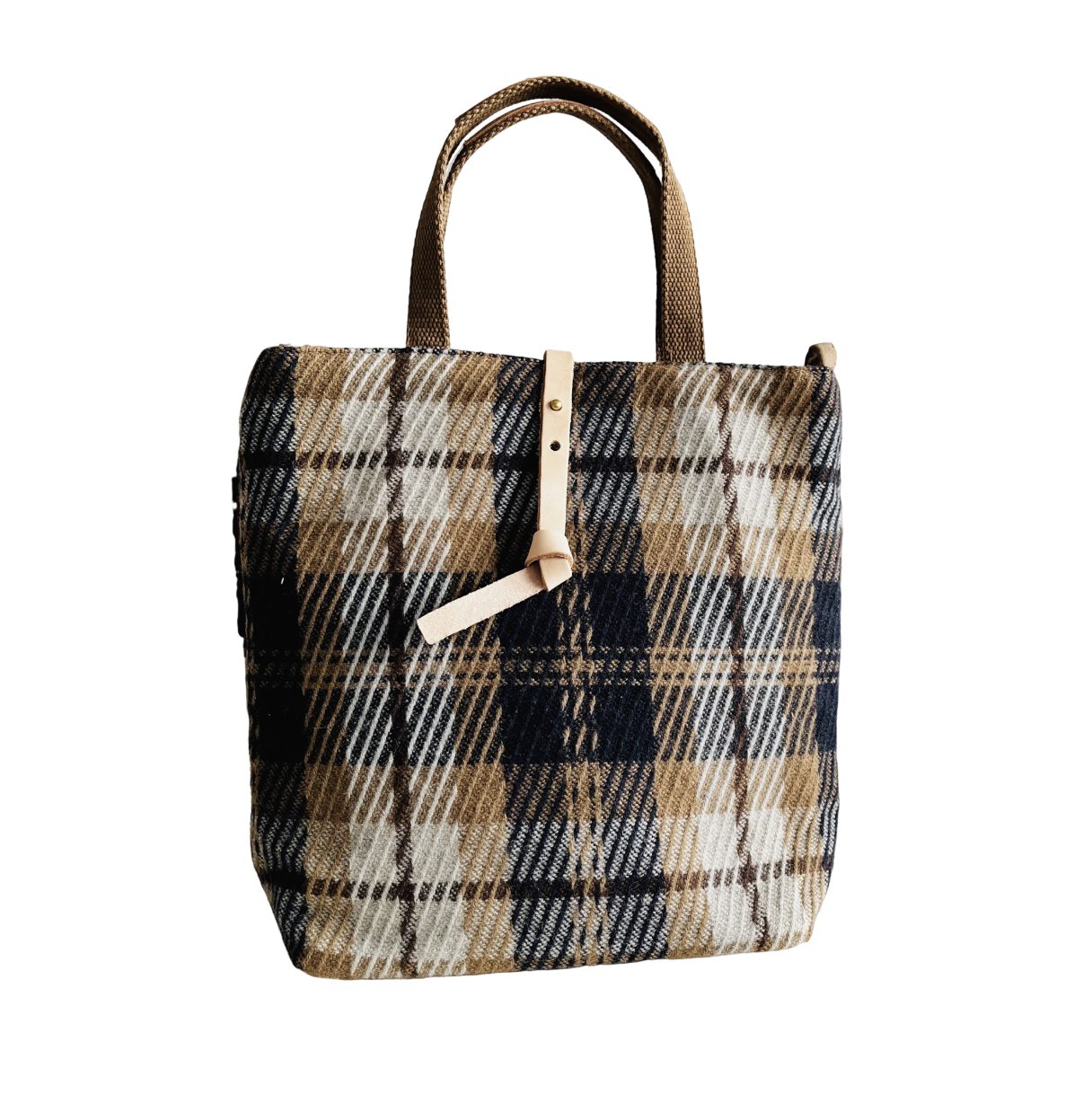 Kyokuhaku 格紋毛料托特包