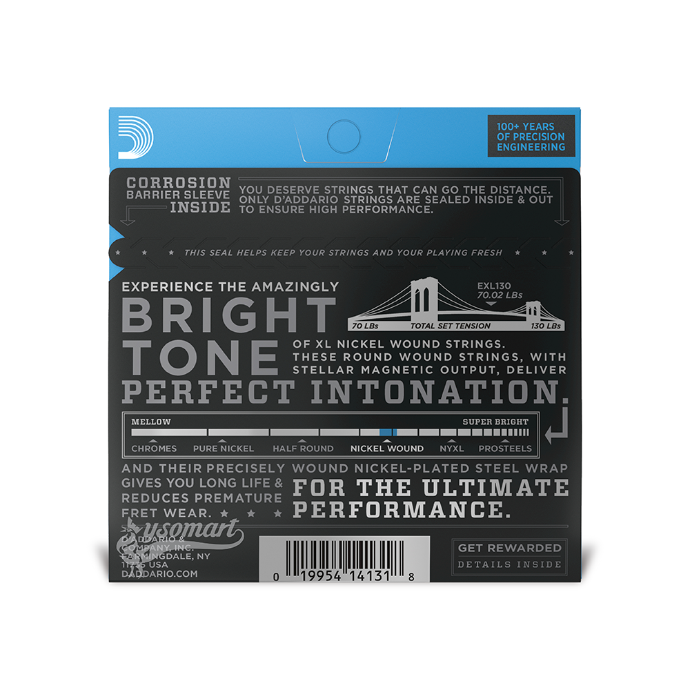 D’Addario XL Nickel Wound EXL130+ 電吉他套弦 (0085-039)