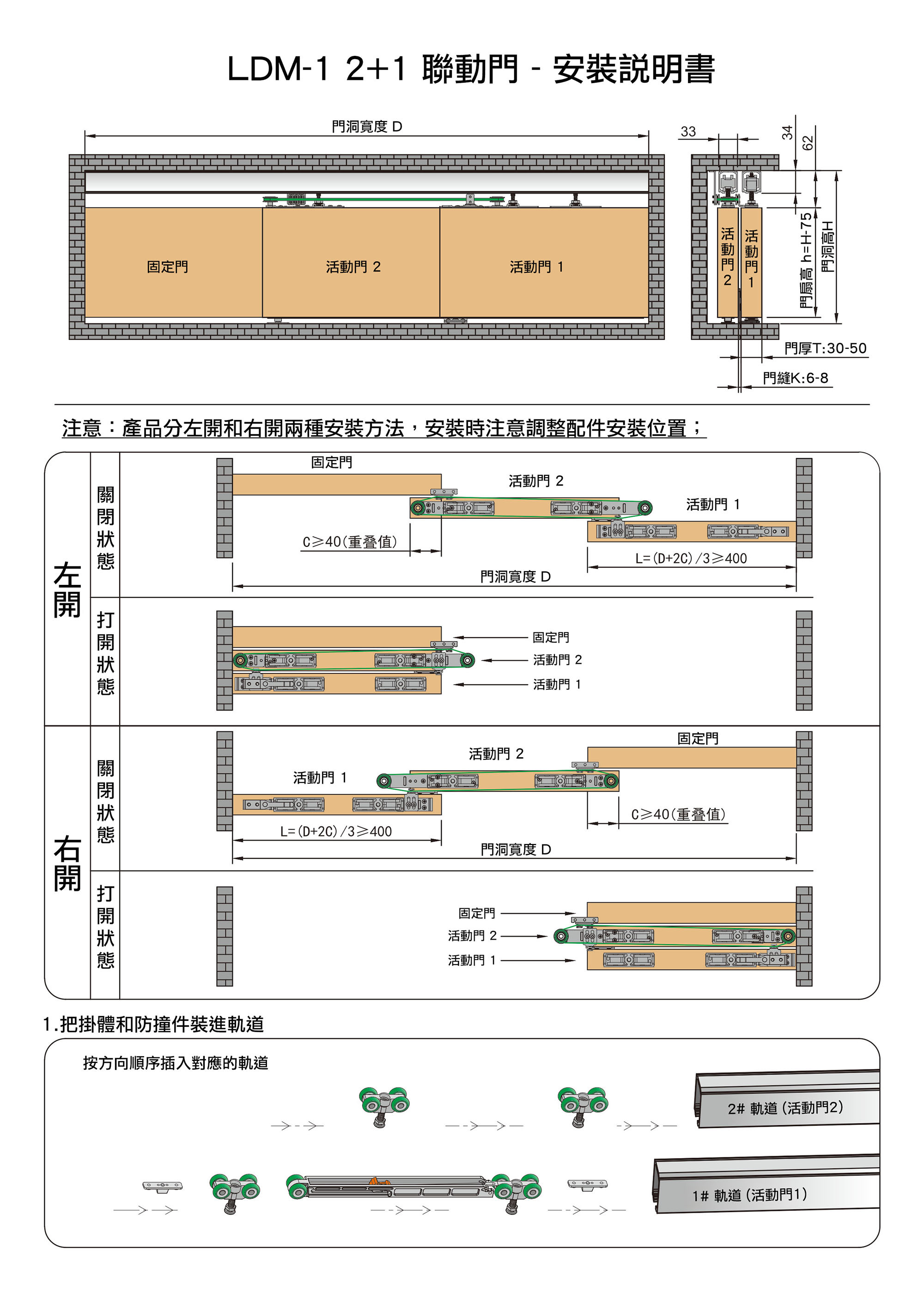 NV 三趟門 安裝說明書