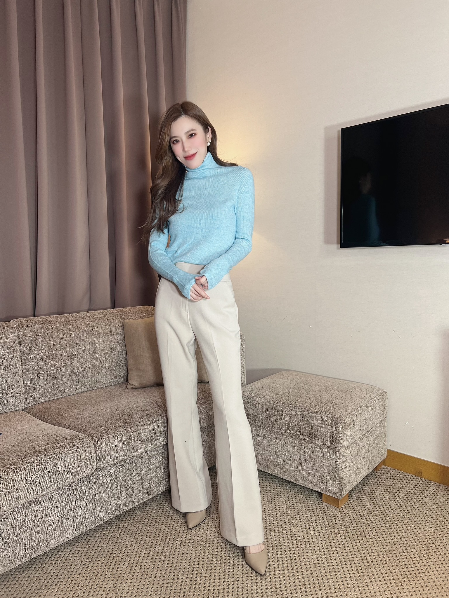 舒適高領一體成形長袖內搭