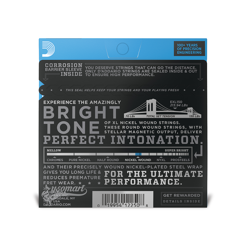 D’Addario XL Nickel Wound EXL150 電吉他十二弦套弦 (010-046)