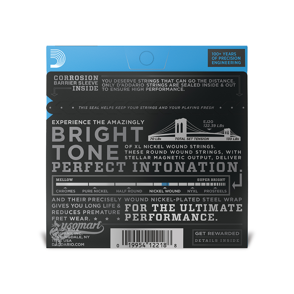 D’Addario XL Nickel Wound EJ20 電吉他套弦 (010-049)