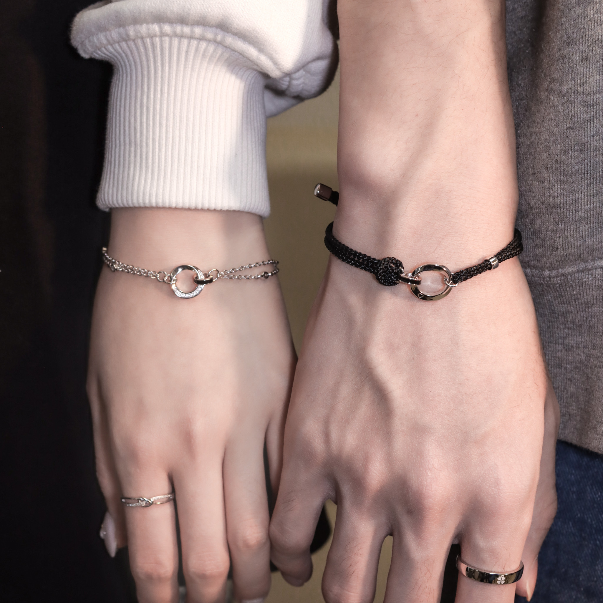 | 925純銀・厚鍍白金 | 絕不分開情侶手繩 （男款 /女款） | BR1191 |