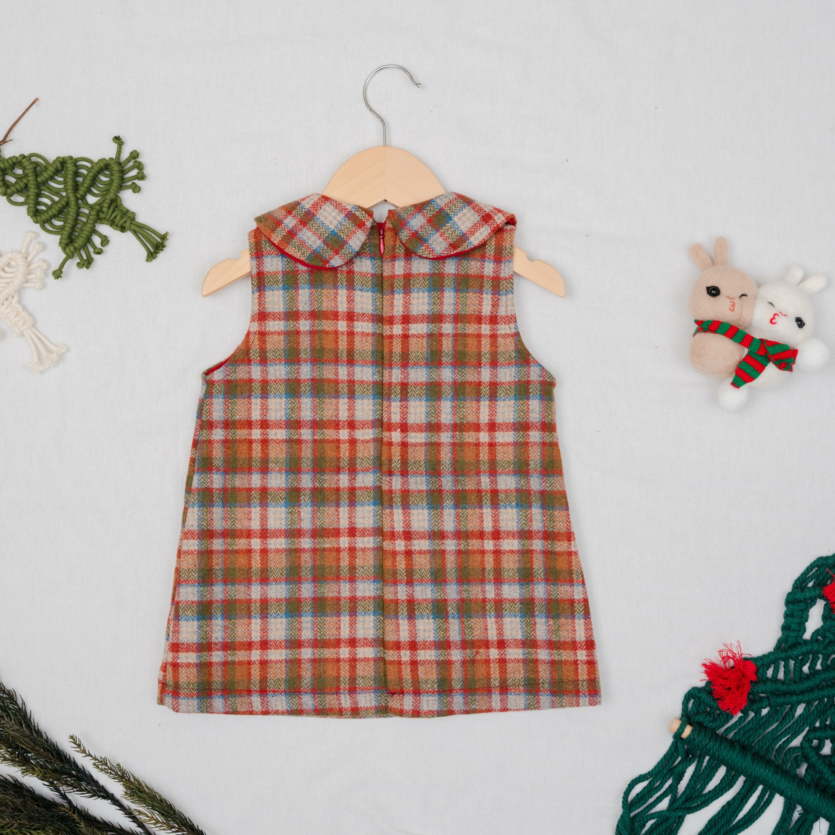 🧧質感娃娃領格紋連身裙