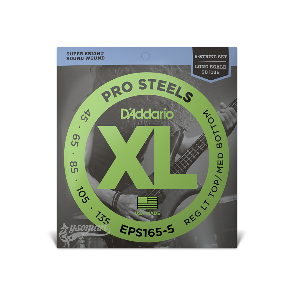 D’Addario XL ProSteels EPS165-5 不銹鋼弦電貝斯五弦套弦 (045-135)