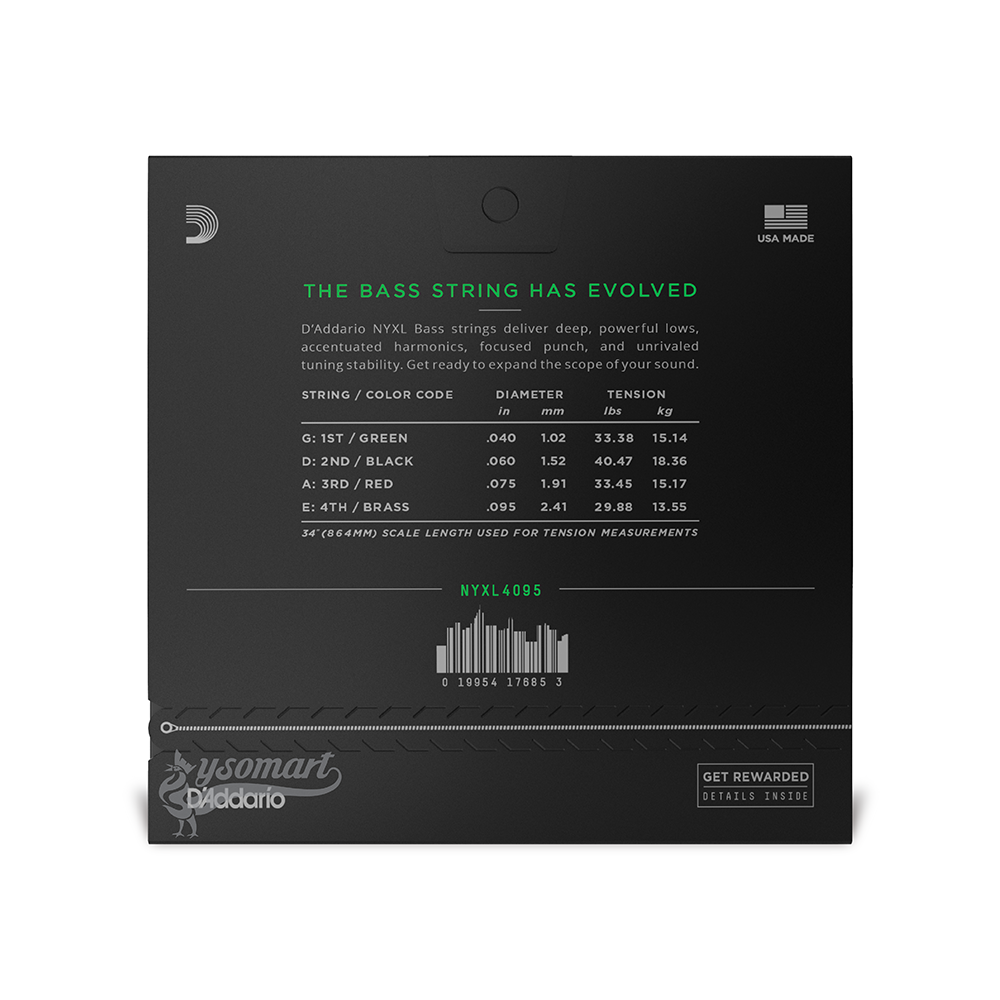 D’Addario NYXL Nickel NYXL4095 鍍鎳鋼弦電貝斯套弦 (040-095)