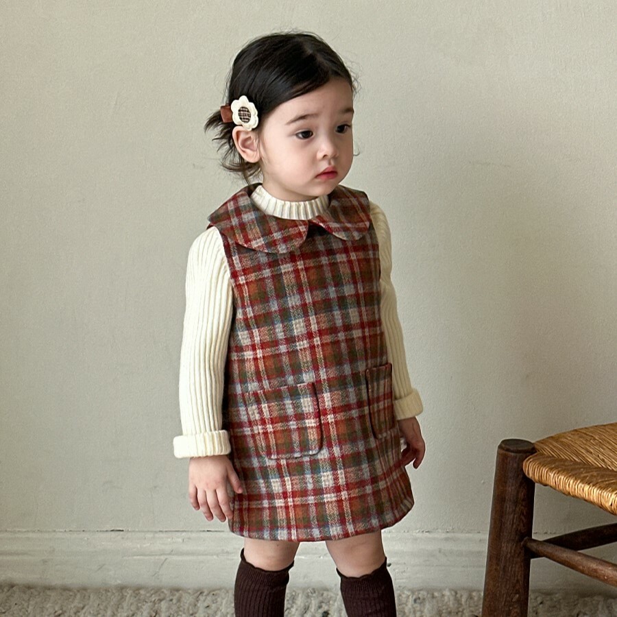 質感娃娃領格紋連身裙-推薦搭配