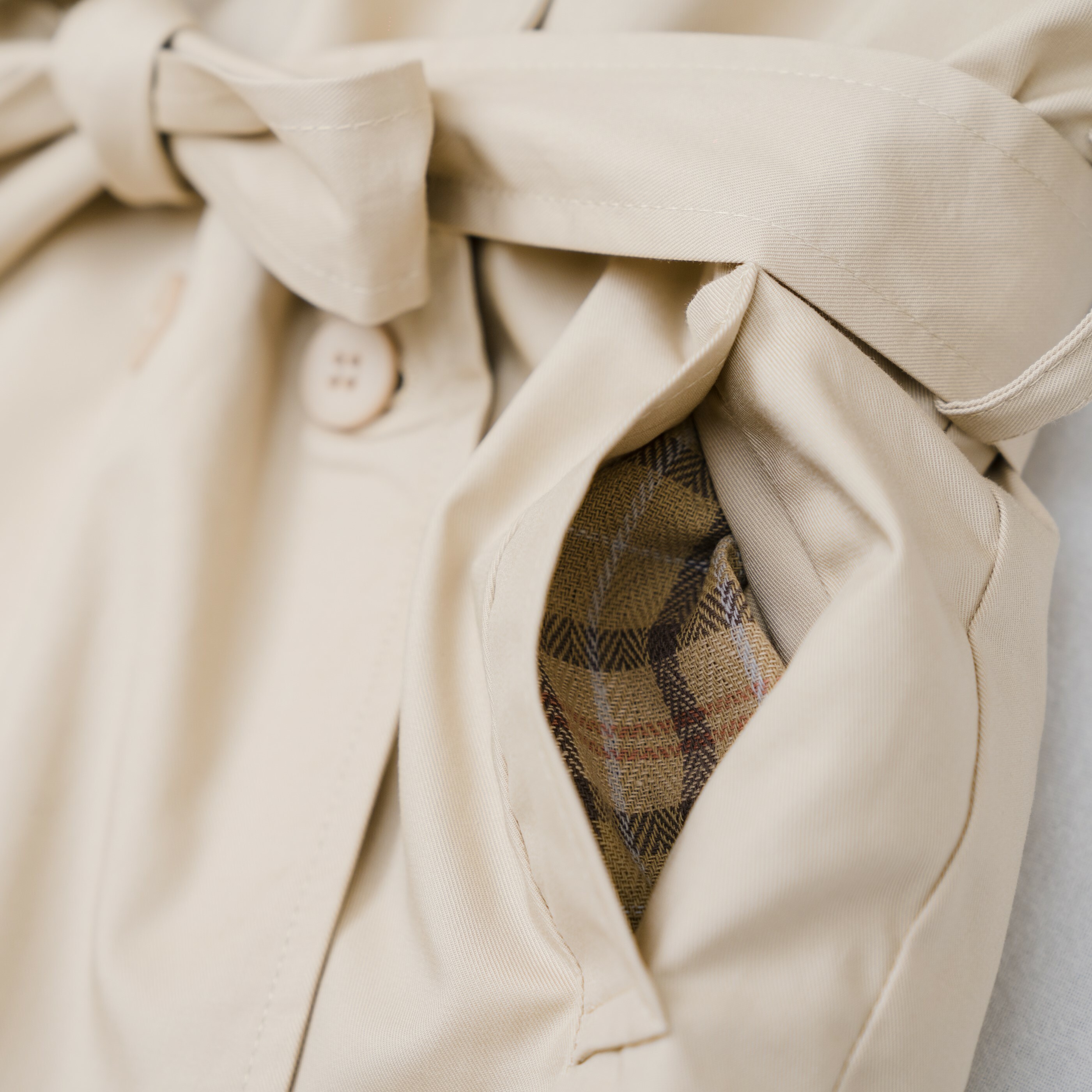 親子款可拆帽綁帶防風大衣-口袋