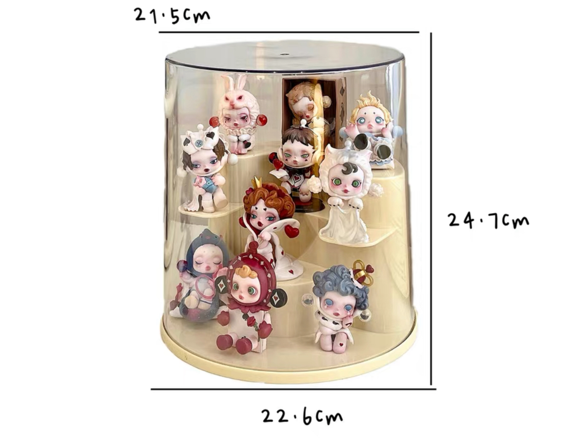 透明壓克力公仔展示盒 收納盒 防塵 圓形階梯款 奶白色 奶黃色/預購