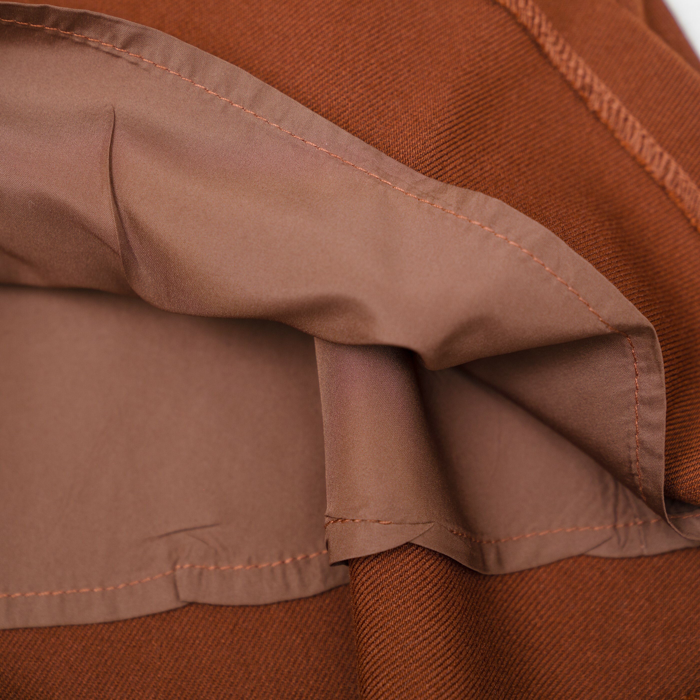 秋款優雅排扣Ａ字短裙(焦糖色)-內裏材質