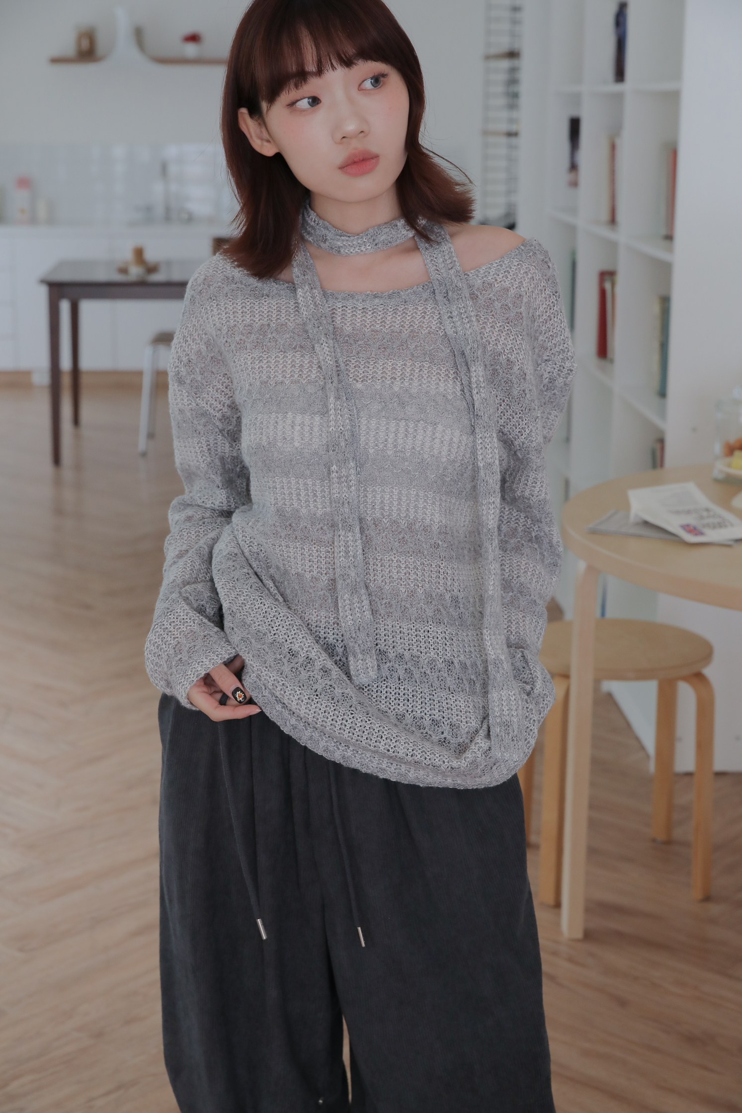 Scarf Long Tee #圍巾套裝