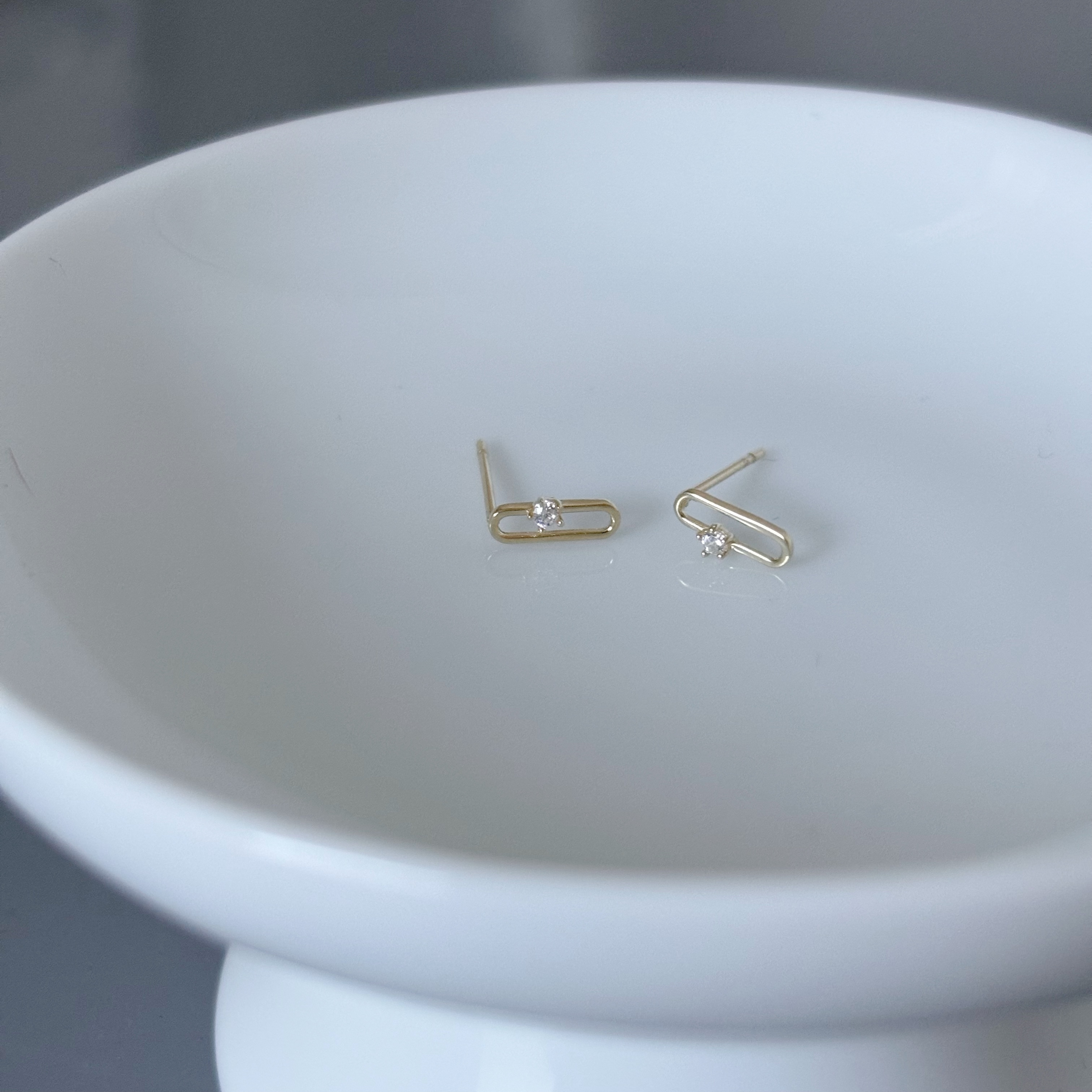 10K Longbox小鋯石耳環